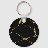 Zwart Goud Kintsugi Oude Kintsukuroi Sleutelhanger (Achterkant)