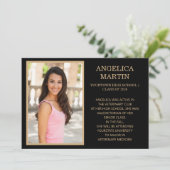 Zwart Goud Klasse 2024 Afstuderen Foto Aankondiging (Staand voorkant)