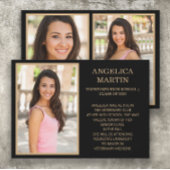 Zwart Goud Klasse 2024 Afstuderen Foto Aankondiging