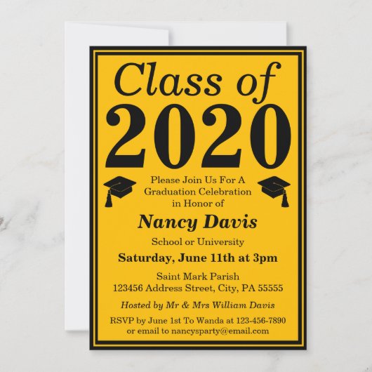 Zwart Goud Klasse van 2024 Afstuderen Foto Kaart (Voorkant)