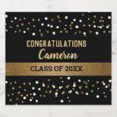 Zwart Goud Klasse van 2024 Afstuderen Mousserende  Sparkling Wijnetiket (Enkel label)