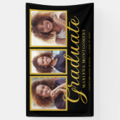 Zwart Goud Klasse van 2024 Foto Afstuderen Spandoek (Verticaal)