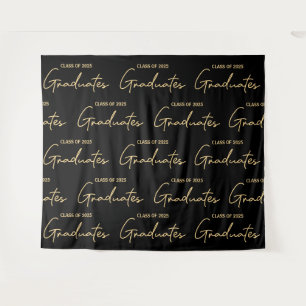 Zwart Goud Klasse van 2024 Graduates Afstuderen Wandkleed