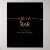Zwart Goud Klassiek Bruiloft Open Bar Teken Poster (Voorkant)
