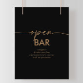 Zwart Goud Klassiek Bruiloft Open Bar Teken Poster