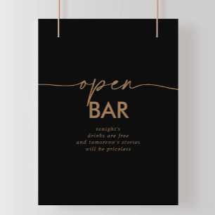 Zwart Goud Klassiek Bruiloft Open Bar Teken Poster