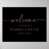 Zwart Goud Klassiek Bruiloft Welkomstbord Poster (Voorkant)