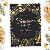 Zwart Goud Klassiek Elegant Kerstfeest Kaart