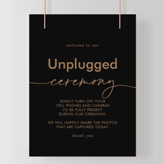 Zwart Goud Klassiek Unplugged Ceremonie Teken Poster