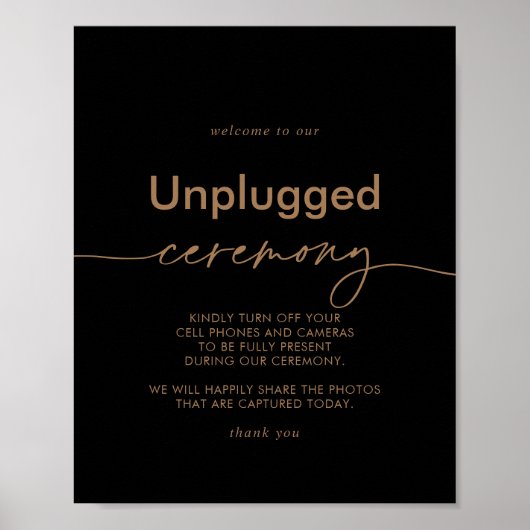 Zwart Goud Klassiek Unplugged Ceremonie Teken Poster (Voorkant)