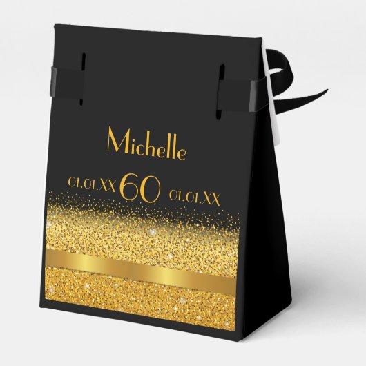 Zwart goud klassieke boog elegant dank u verjaarda bedankdoosjes (Achterkant)