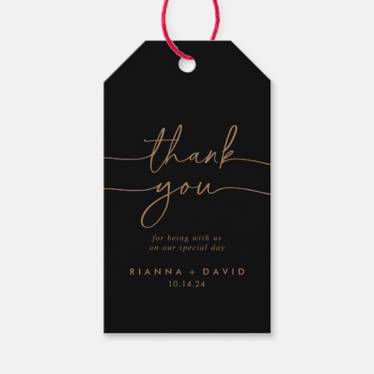 Zwart Goud Klassieke Bruiloft Dank u Cadeaulabel (Voorkant)