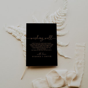 Zwart Goud Klassieke Bruiloft Wishing Well Informatiekaartje