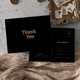 Zwart Goud Klassieke Minimale Dankjewel Briefkaart