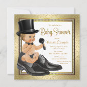 Zwart Goud Klein Man Baby shower Kaart (Voorkant)