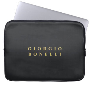 Zwart & Goud Kleur Minimalistisch Persoonlijk Mode Laptop Sleeve