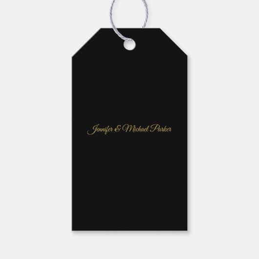 Zwart & Goud Kleur Modern Creatief Script Familie Cadeaulabel (Voorkant)