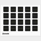 Zwart & Goud Kleur Modern Creatief Script Familie Vierkante Sticker (Vel)
