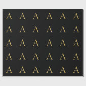 Zwart Goud Kleur Monogram Professioneel Cadeaupapier (Vlak)