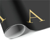 Zwart Goud Kleur Monogram Professioneel Cadeaupapier (Rol Hoek)