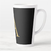 Zwart Goud Kleur Monogram Professioneel Latte Mok (Rechts)