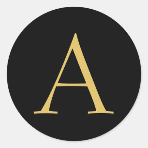 Zwart Goud Kleur Monogram Professioneel Ronde Sticker