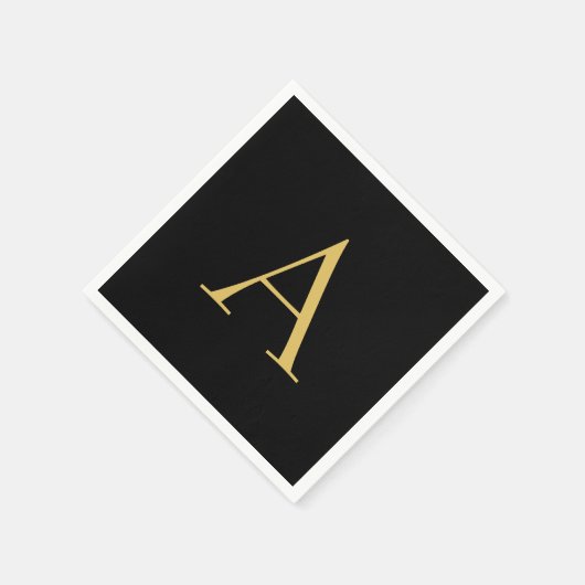 Zwart Goud Kleur Monogram Professioneel Servet (Hoek)