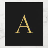 Zwart Goud Kleur Monogram Professioneel Wijn Etiket (Enkel label)