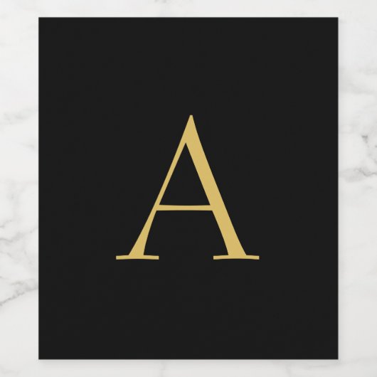 Zwart Goud Kleur Monogram Professioneel Wijn Etiket (Enkel label)