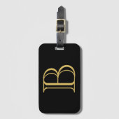 Zwart Goud Kleur Monogram Professionele Kalligrafi Bagagelabel (Voorkant (verticaal))