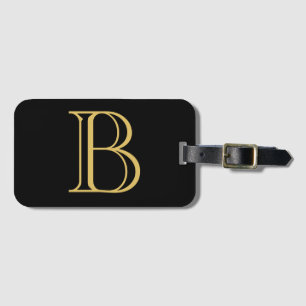 Zwart Goud Kleur Monogram Professionele Kalligrafi Bagagelabel