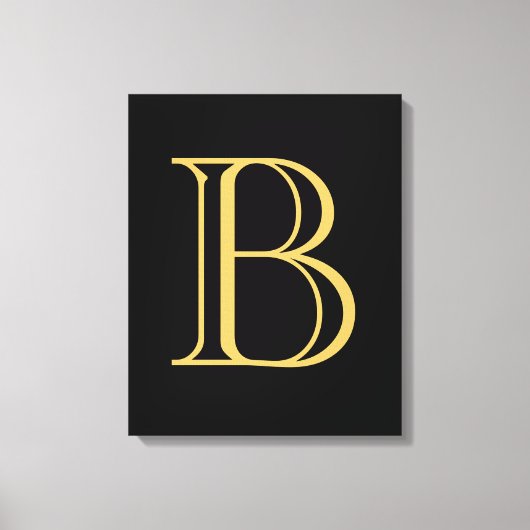 Zwart Goud Kleur Monogram Professionele Kalligrafi Canvas Afdruk (Voorkant)
