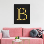 Zwart Goud Kleur Monogram Professionele Kalligrafi Canvas Afdruk (Insitu (Woonkamer))