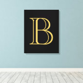 Zwart Goud Kleur Monogram Professionele Kalligrafi Canvas Afdruk (Insitu (Houten vloer))