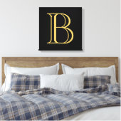Zwart Goud Kleur Monogram Professionele Kalligrafi Canvas Afdruk (Insitu (Slaapkamer))