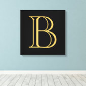 Zwart Goud Kleur Monogram Professionele Kalligrafi Canvas Afdruk (Insitu (Houten vloer))