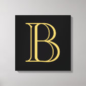 Zwart Goud Kleur Monogram Professionele Kalligrafi Canvas Afdruk (Voorkant)