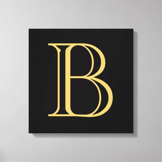 Zwart Goud Kleur Monogram Professionele Kalligrafi Canvas Afdruk (Voorkant)
