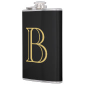 Zwart Goud Kleur Monogram Professionele Kalligrafi Heupfles (Links)