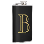 Zwart Goud Kleur Monogram Professionele Kalligrafi Heupfles (Rechts)