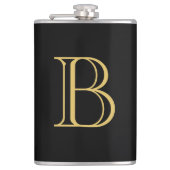 Zwart Goud Kleur Monogram Professionele Kalligrafi Heupfles (Voorkant)