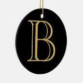 Zwart Goud Kleur Monogram Professionele Kalligrafi Keramisch Ornament (Rechts)