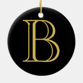 Zwart Goud Kleur Monogram Professionele Kalligrafi Keramisch Ornament (Achterkant)