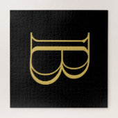 Zwart Goud Kleur Monogram Professionele Kalligrafi Legpuzzel (Horizontaal)