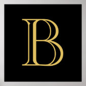 Zwart Goud Kleur Monogram Professionele Kalligrafi Poster (Voorkant)