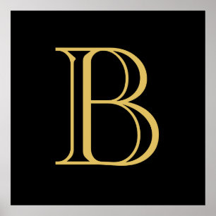 Zwart Goud Kleur Monogram Professionele Kalligrafi Poster