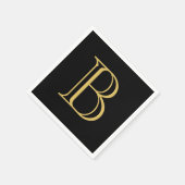 Zwart Goud Kleur Monogram Professionele Kalligrafi Servet (Hoek)