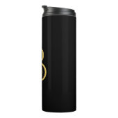 Zwart Goud Kleur Monogram Professionele Kalligrafi Thermosbeker (Geroteerd rechts)
