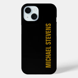 Zwart Goud Kleur Professioneel Naam toevoegen iPhone 15 Case