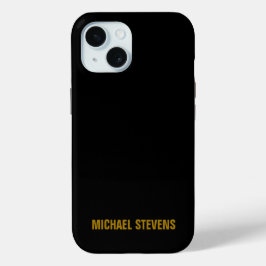 Zwart Goud Kleur Professioneel Naam toevoegen iPhone 15 Case